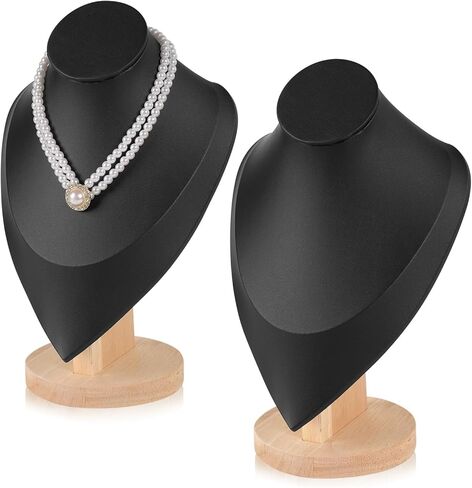 Necklace Display Stand Bamboo Jewelry Bust Display Stands Necklace Bust for Selling for Vendors (White, 11.4 * 7.5 Inch) in Saudi Arabia
