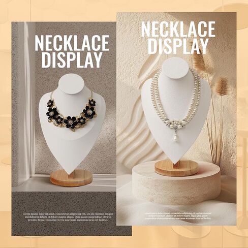 Necklace Display Stand Bamboo Jewelry Bust Display Stands Necklace Bust for Selling for Vendors (White, 11.4 * 7.5 Inch) in Saudi Arabia