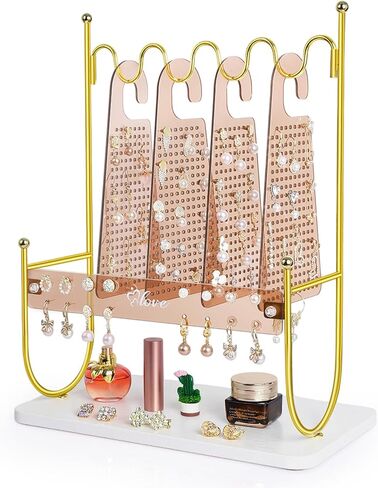 Keebofly Iridescent Acrylic Earring Organizer Holder for Girls, Tweens & Women - 900 Holes Jewelry Display Stand with Rainbow Glow for Studs, Hoops, Dangles - Modern Vanity Gift in Saudi Arabia