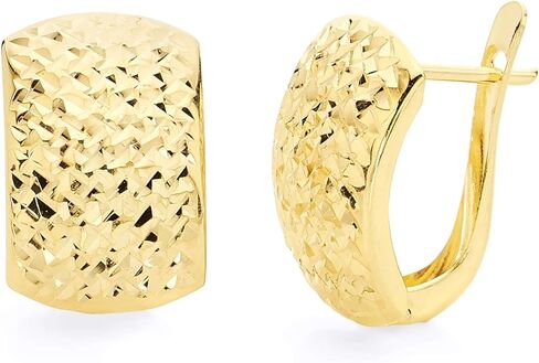 14k الذهب الأصفر الحقيقي نصف Huggie كليب الاقراط in Saudi Arabia