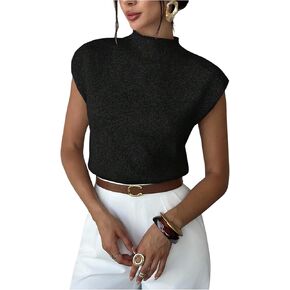 سترة نسائية من Milumia بأكمام قصيرة ورقبة وهمية بدون أكمام كاجوال وملابس تريكو in Kuwait