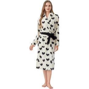 Women's Premium Plush Long Soft Cozy Robe，Cute Partern， Warm Fleece Shawl Bathrobe with Pockets in Saudi Arabia