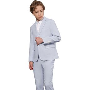 Lamgool Boys Suits Slim Fit Tuxedo Kids Formal Outfit 4-Piece Set with Blazer Jacket Shirt Vest Pants for Beach Wedding in Saudi Arabia