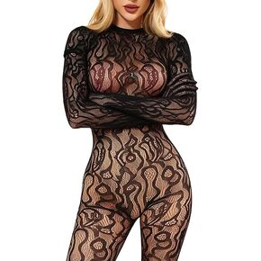 Women's Sexy Fishing Net Jumpsuit, Jacquard Hollow Lace Underwear, Jumpsuit Stockings, Pajamas in Kuwait