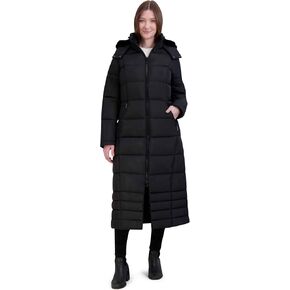 HFX womens Maxi Puffer Coat– Mid-weight Long Coat, Water-resistant Winter Jacket, Faux Fur Lined Hood in Saudi Arabia