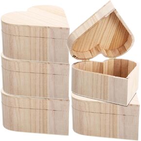 Marsui 16 Pcs Unfinished Valentine Heart Box with Hinged Lid 3.9 x 3.7 x 1.58 in Red Crafts DIY Wood Treasure Chest Stash for Art Gifts Jewelry Home Storage in Kuwait