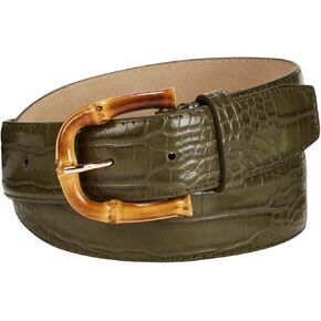 Steve Madden Womens Croc-Embossed Faux Leather Belt (Khaki, Medium) in Saudi Arabia