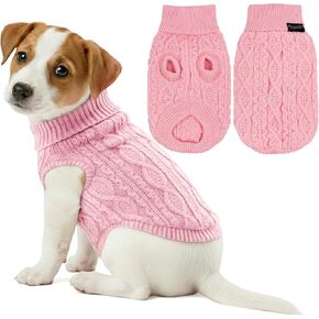 Parisian Pet Dog Sweaters - Pull Over, Turtle Neck Red Dog Sweater - Reindeer Cable Knit Dog Christmas Outfit - Fall, Winter Dog Clothes - Flexible Dog Sweaters for Medium Dogs - M in Kuwait