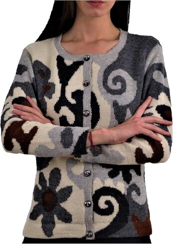 Alpaca Cardigan for Women, Embroidered. 100% Peruvian Baby Alpaca. US Size Chart for Great fit! Arian in Saudi Arabia