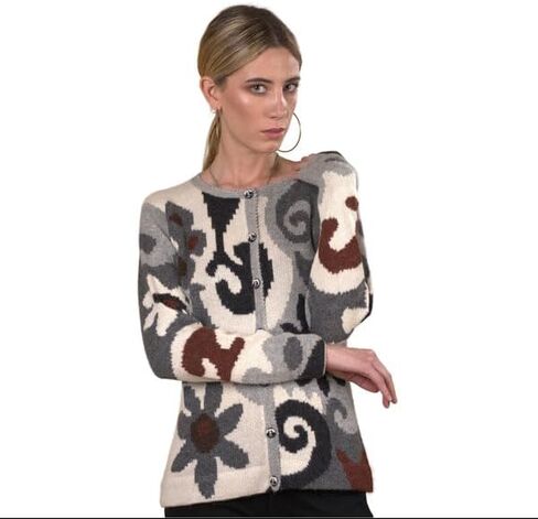 Alpaca Cardigan for Women, Embroidered. 100% Peruvian Baby Alpaca. US Size Chart for Great fit! Arian in Saudi Arabia