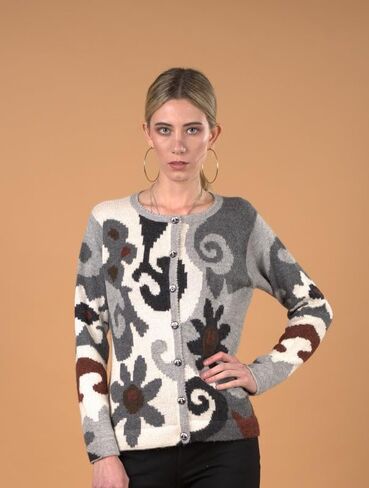 Alpaca Cardigan for Women, Embroidered. 100% Peruvian Baby Alpaca. US Size Chart for Great fit! Arian in Saudi Arabia