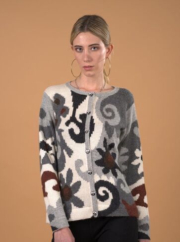 Alpaca Cardigan for Women, Embroidered. 100% Peruvian Baby Alpaca. US Size Chart for Great fit! Arian in Saudi Arabia