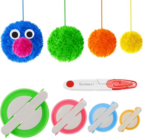 Pom pom Maker, 4 Sizes Pom-pom Maker Fluff Ball Weaver Needle Craft DIY Wool Knitting Craft Tool Set for Kids and Adult (4) in Kuwait