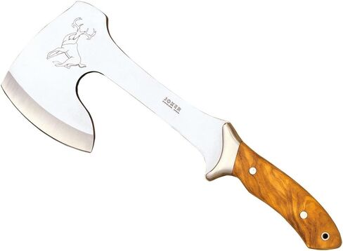 Joker Hunting Axe Cazador HC00, with Deer Horn Handle, Survival Axe with 8.27 inches Blade, Includes Brown Leather Sheath, Tool for Fishing, Hunting, Camping and Hiking in Saudi Arabia