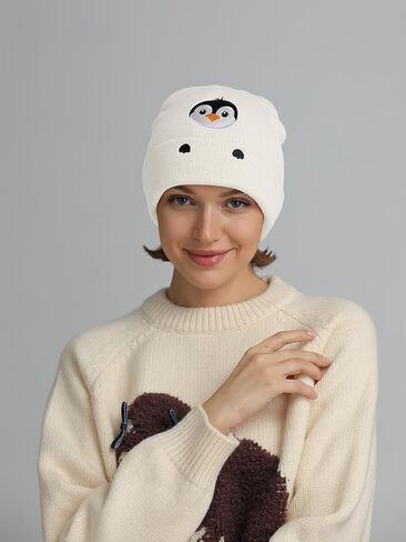 Penguin Gifts Embroidered Beanie Hat for Women Men Penguin Lovers Animal Birthday Christmas Stocking Stuffers Gifts in Saudi Arabia