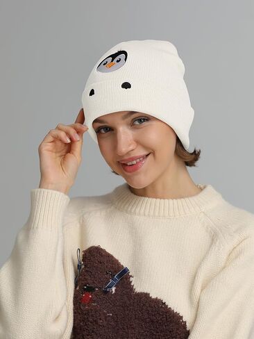 Penguin Gifts Embroidered Beanie Hat for Women Men Penguin Lovers Animal Birthday Christmas Stocking Stuffers Gifts in Saudi Arabia