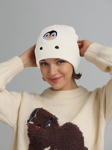 Penguin Gifts Embroidered Beanie Hat for Women Men Penguin Lovers Animal Birthday Christmas Stocking Stuffers Gifts in Saudi Arabia
