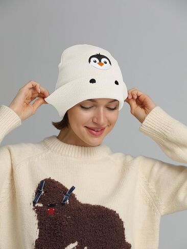Penguin Gifts Embroidered Beanie Hat for Women Men Penguin Lovers Animal Birthday Christmas Stocking Stuffers Gifts in Saudi Arabia