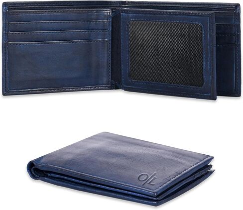 محفظة جلدية من Oak Leathers للرجال - محافظ RFID ثنائية الطي مع 9 بطاقات ائتمان ونافذة واحدة لبطاقة الهوية وجيب أمامي رفيع وبسيط هدية للرجال in Saudi Arabia
