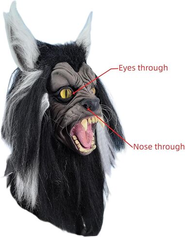 Halloween Impersonator Michael Ghastful Werewolf Mask Latex Thrilling Night Mask with Claw for Ball Creepy Props One Size Fit All in Saudi Arabia