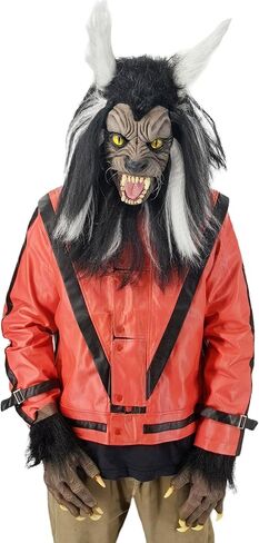 Halloween Impersonator Michael Ghastful Werewolf Mask Latex Thrilling Night Mask with Claw for Ball Creepy Props One Size Fit All in Saudi Arabia