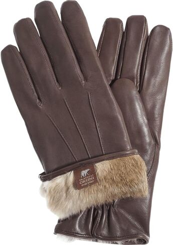 Fratelli Orsini Winter Gloves Marco Brown for Men - Lambskin Leather Gloves with brown fur lining - color Brown in Saudi Arabia