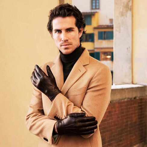 Fratelli Orsini Winter Gloves Marco Brown for Men - Lambskin Leather Gloves with brown fur lining - color Brown in Saudi Arabia