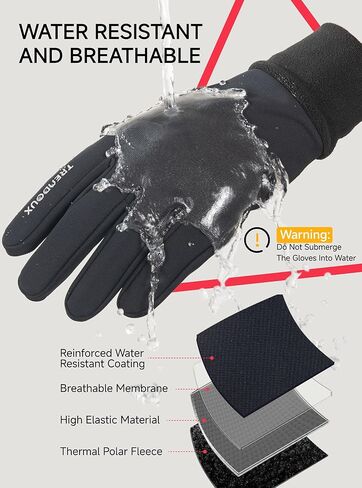 TRENDOUX Flexible Thin Winter Gloves: Waterproof Windproof Touchscreen Anti-Slip Silicone Lightweight Gloves Men Women, Polar Fleece Lined, Reflective Logo for Driving Running Riding Cycling Typing in Saudi Arabia