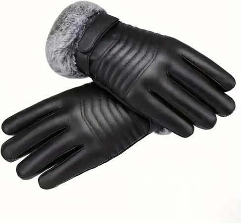 Leather Gloves for Men Genuine Lambskin, Gloves for Men Warm Wool Lined Anti-Slip, Winter Gloves Touchscreen Driving in Saudi Arabia