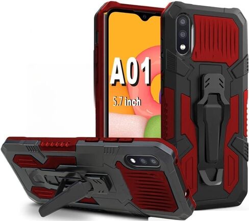 حافظة Folmeikat Samsung Galaxy A01، (ليست لهاتف Samsung A01 Core 5.3 بوصة)، مع واقي شاشة HD واقي من الدرجة العسكرية مع مشبك حزام وحافظة هاتف واقية بمسند مقاس 5.7 بوصة (2020) (أخضر داكن) in Saudi Arabia