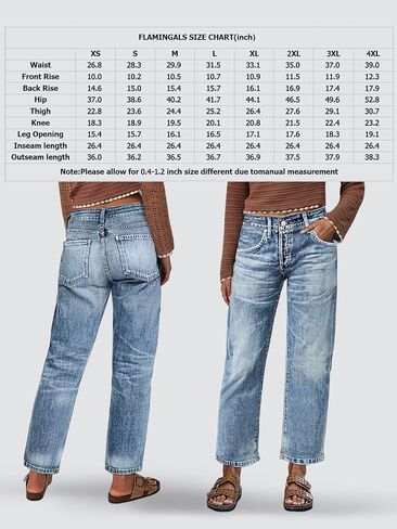 Flamingals Straight Leg Crop Jeans for Women Wash Raw Hem Mid Waist Jeans in Saudi Arabia
