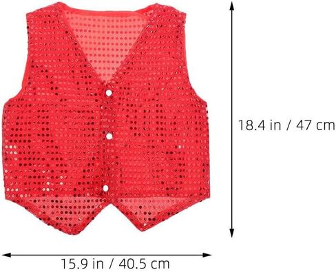 Shiny Sequin Vest for Boy Girl Stylish Costume Waistcoat for Jazz Dance Performance Red Glitter Vest for Boys and Girls for Height Breathable and Comfortable Design in Saudi Arabia
