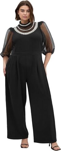 City Chic Women's Plus Size Jumpsuit - Phoenix Sheer Sleeve in Saudi Arabia