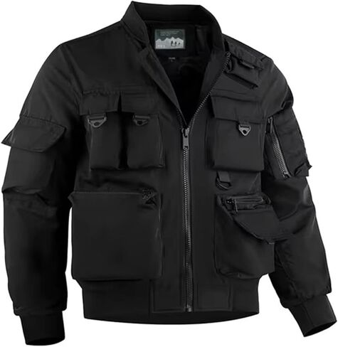 Men's Tactical Jacket Multi-Pocket Cargo Windbreaker Coats Casual Army Motorcycle Bomber Outerwear in Saudi Arabia