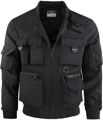 Men's Tactical Jacket Multi-Pocket Cargo Windbreaker Coats Casual Army Motorcycle Bomber Outerwear in Saudi Arabia