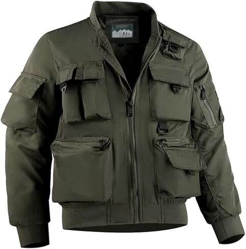 Men's Tactical Jacket Multi-Pocket Cargo Windbreaker Coats Casual Army Motorcycle Bomber Outerwear in Saudi Arabia