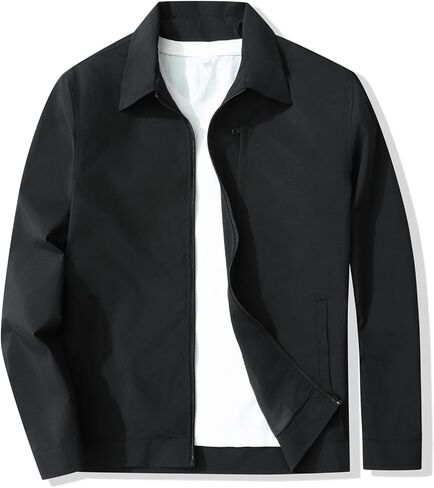 Men's Lightweight Jackets Full Zip Up Windbreaker Stylish Golf Coat Business Work Casual Dress in Kuwait