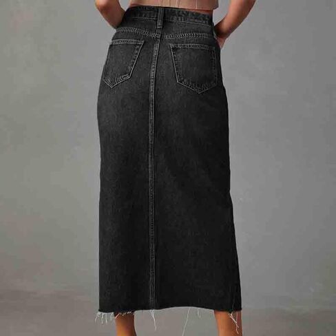Women's Retro Split Denim Skirt with Slim fit, high Waist and Hip Hugging A-line Skirt in Saudi Arabia