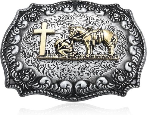 Western Cowboy Belt Buckle for Men, Prayer Horse Cross Religious Belt Buckle, Vintage Belt Buckle for Hunsband Boys in Kuwait