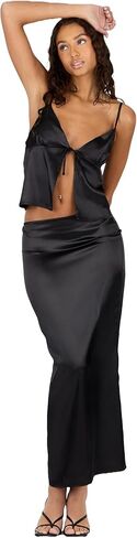 Forever 21 Womens Satin Maxi Skirt with Back Slit in Saudi Arabia
