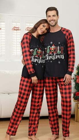 Christmas Pajamas Family Matching Sets, Womens Pjs Set, Couples Long Sleeve Sleepwear in Saudi Arabia