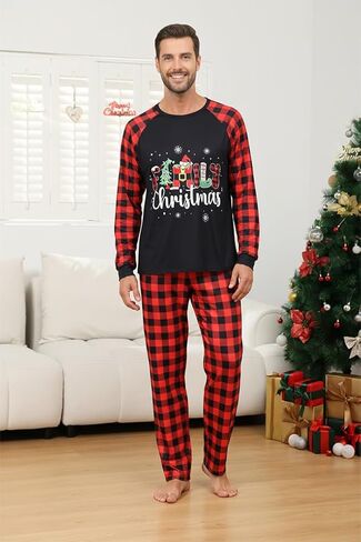 Christmas Pajamas Family Matching Sets, Womens Pjs Set, Couples Long Sleeve Sleepwear in Saudi Arabia