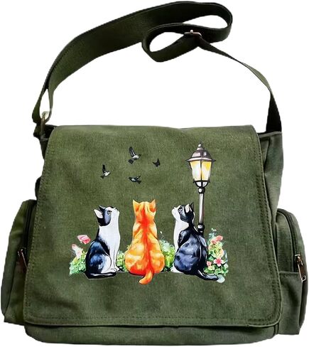 Personalized Pattern Messenger Bag Cute Canvas Crossbody Bags Women/Men Shoulder Handbags Hobo Purses with Pockets in Saudi Arabia