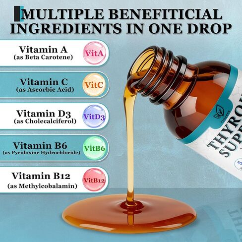 Thyroid Support for Women and Men Liquid Drops，Thyroid Drops with Selenium Zinc Iodine L-Tyrosine Ashwagandha for Energy & Metabolism Support, Hormone Balance,Vegan，Additives Free - 2 Fl. Oz in Saudi Arabia