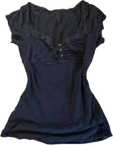 ملابس علوية نسائية مكشكشة من Coquette ملابس صيفية لطيفة من الدانتيل بيبلوم بيبي دول للفتيات المراهقات Y2k Grunge 2000s ملابس Cottagecore in Kuwait