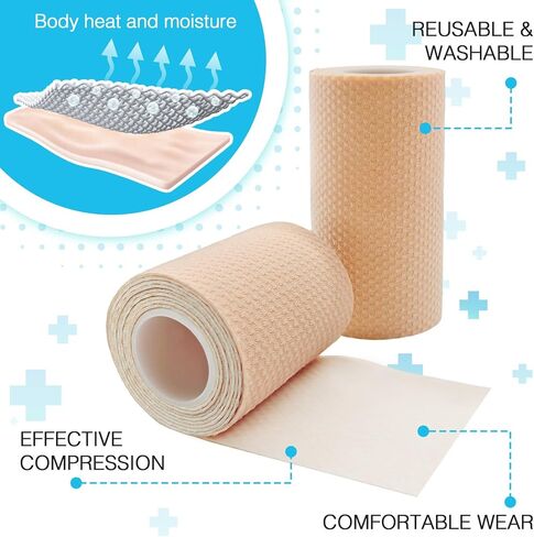 OK TAPE Short-Stretch Compression Bandage Wrap with Velcro, 2-Layer Comfort Wrap for Leg, Foot, Arm, Ideal for Use in Lymphoedema, Oedema, Latex Free - 2.5Inch x 5 Feet, 1 Roll in Saudi Arabia