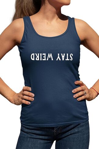 Go All Out Stay Weird Funny Gift Idea Women Flowy Fitted Sleeveless Tank Top T-Shirt in Saudi Arabia