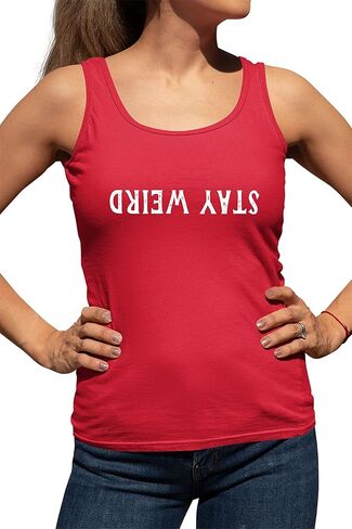 Go All Out Stay Weird Funny Gift Idea Women Flowy Fitted Sleeveless Tank Top T-Shirt in Saudi Arabia