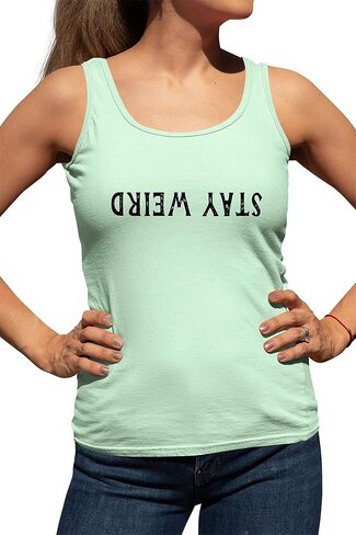 Go All Out Stay Weird Funny Gift Idea Women Flowy Fitted Sleeveless Tank Top T-Shirt in Saudi Arabia