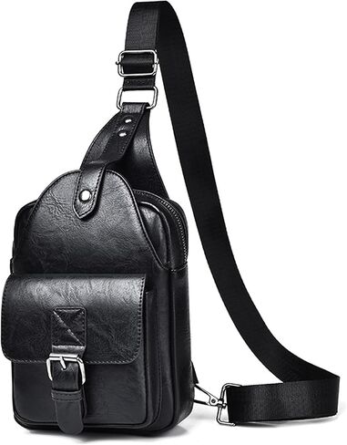 Men's Leather Crossbody Sling Bag Anti Theft Multi Pocket Shoulder Bag for Hiking and Travel Genuine Leather Bags in Saudi Arabia